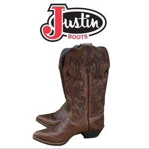 Justin Boots Western Brown Leather Cowboy Boots 7B